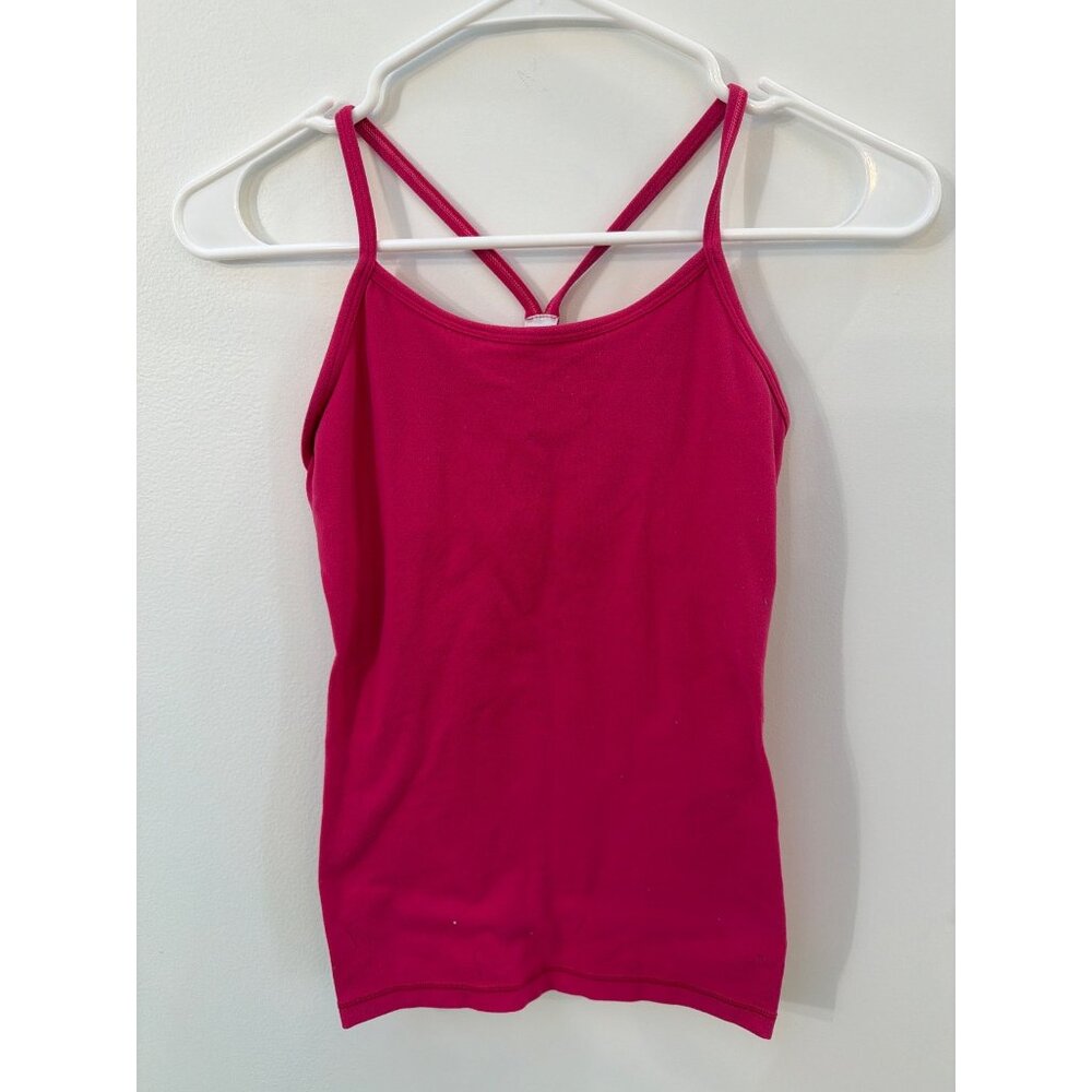 Athleta Fitted Pink Strappy Tank Top With Built-In Bra Girls 12